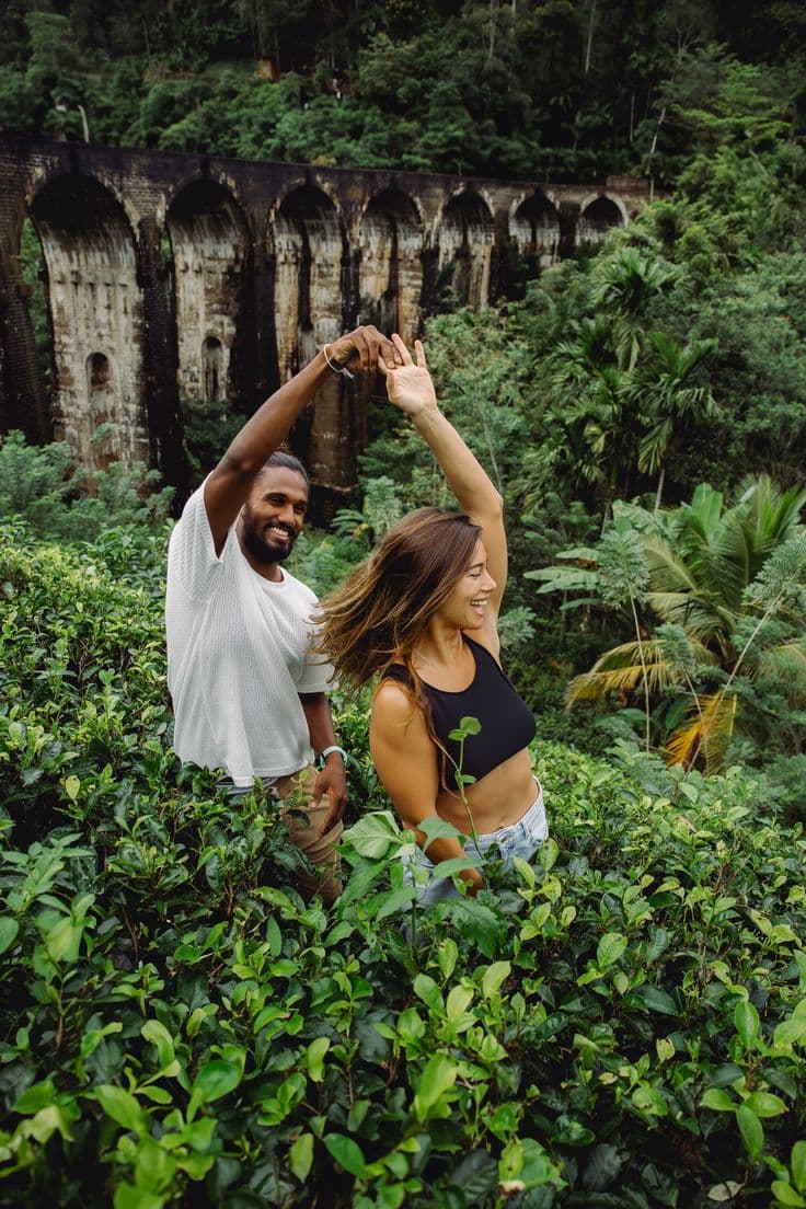A couple enjoying a scenic Sri Lankan mountain escape