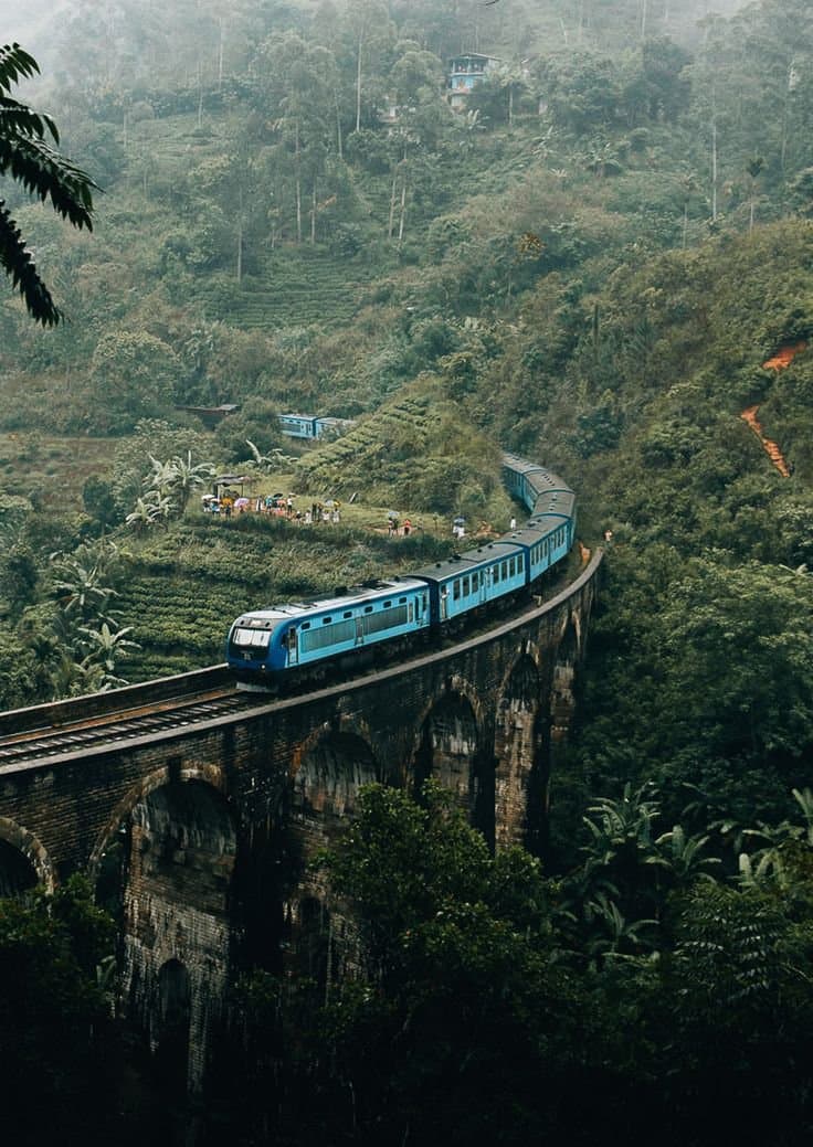 Scenic train journey through Sri Lanka